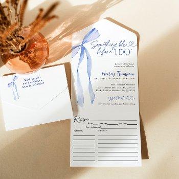 blue bow something blue before i do bridal shower  all in one invitation