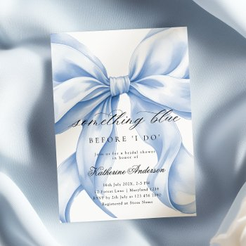 blue bow something blue before i do bridal shower invitation