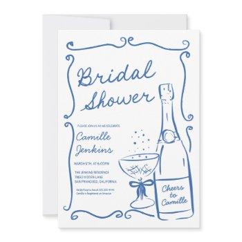 blue bubbly bridal shower champagne brunch invite