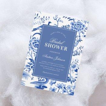 blue chinoiserie asian vintage bridal shower invitation