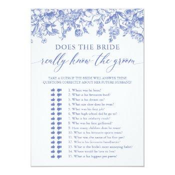 Blue Does The Bride Really Know The Groom Game Invitation Front View