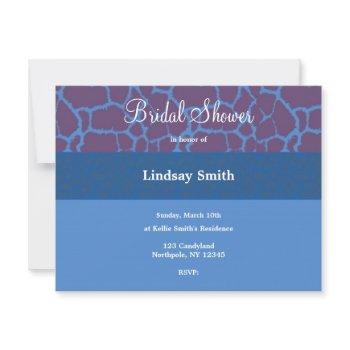 blue giraffe pattern bridal shower invitation