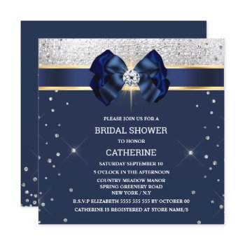blue glitter silver gold ribbon bow sparkle glam invitation