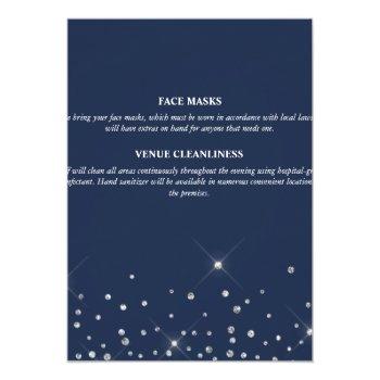 Blue Glitter Silver Gold Ribbon Bow Sparkle Glam Invitation Front View