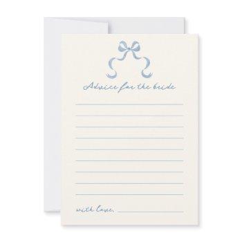 blue hand drawn bow bridal shower advice card