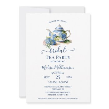 blue hydrangea bridal tea party  invitation