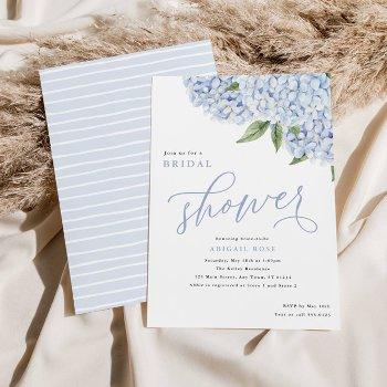 blue hydrangea flowers big bloom bridal shower invitation