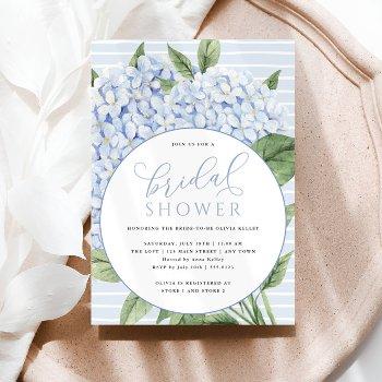 blue hydrangea flowers circle frame bridal shower invitation