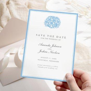 blue hydrangea save the date