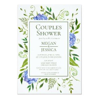 Blue Hydrangeas Couples Shower Invitation Front View