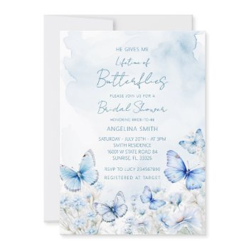 blue lifetime of butterflies garden bridal shower invitation
