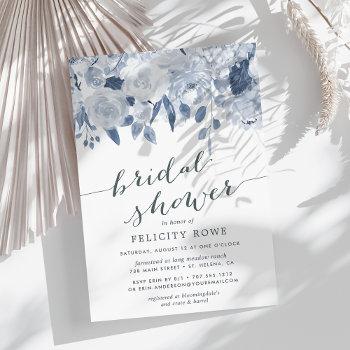 blue midsummer floral | bridal shower invitation