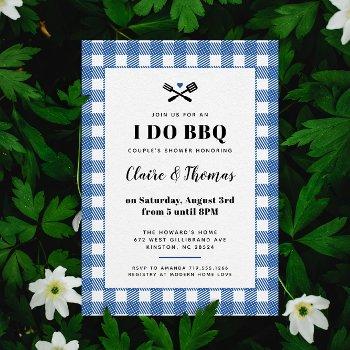 blue picnic plaid cloth i do bbq invitation