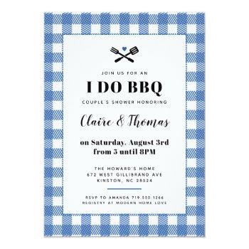 Blue Picnic Plaid Cloth I Do Bbq Invitation Front View