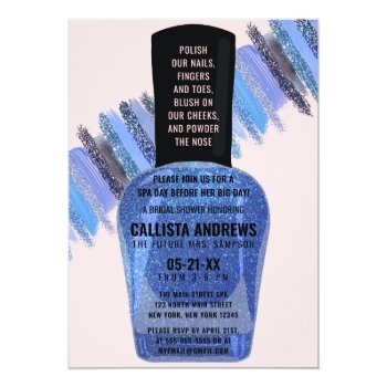 Blue Pink Glitter Nail Polish Spa Front View