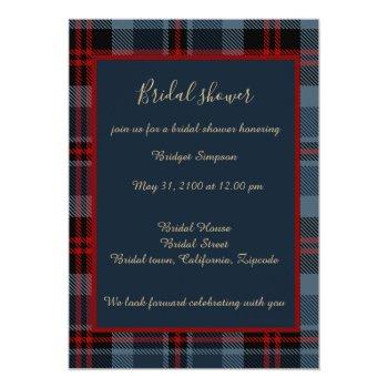 Blue Red Scottish Wedding Celtic Tartan Plaid Invitation Front View