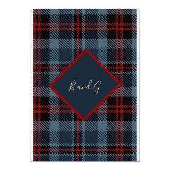 Blue Red Scottish Wedding Celtic Tartan Plaid Invitation Front View