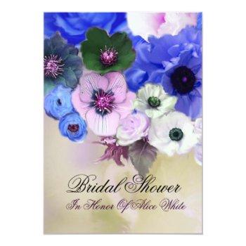 Blue Roses And Anemone Flowers Front View