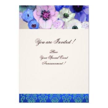 Blue Roses And Anemone Flowers Front View