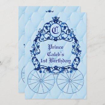 blue royal crown carriage party invitations
