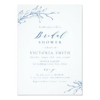 Blue Simple Elegant Botanical Rustic Front View