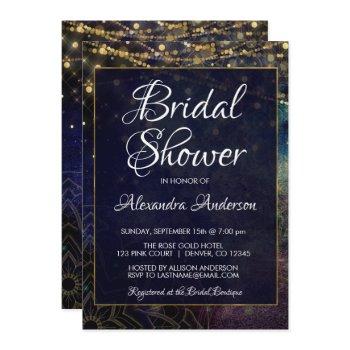 blue string light mandala bridal shower party invitation