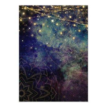 Blue String Light Mandala Bridal Shower Party Invitation Front View