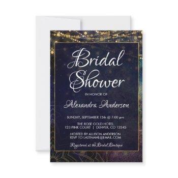 blue string light mandala bridal shower party invitation