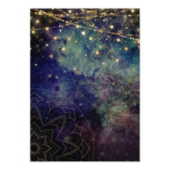 Blue String Light Mandala Bridal Shower Party Invitation Front View