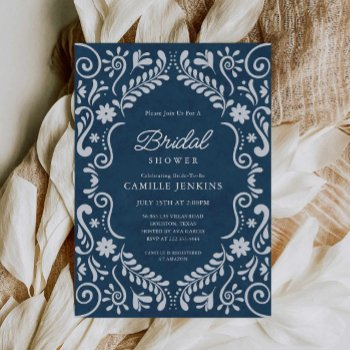 blue talavera mexican bridal shower invitation