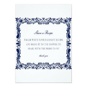 Blue Talavera Tile  Share Recipe Invitation Insert Front View