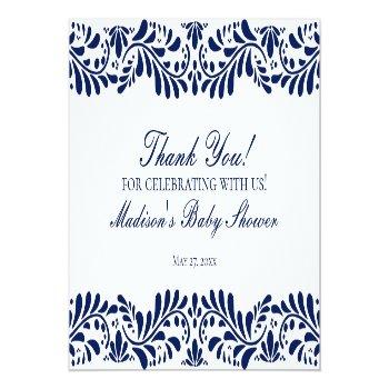 Blue Talavera Tile Spanish Fiesta Thank You Card Front View