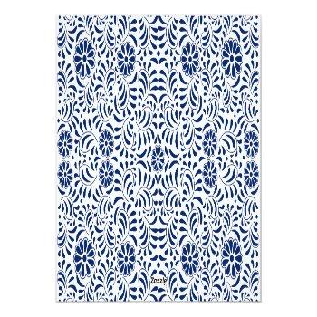 Blue Talavera Tile Spanish Fiesta Thank You Card Front View