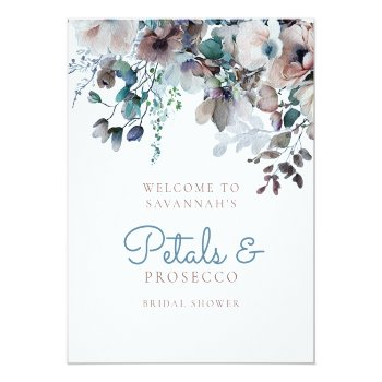 Blue Teal Petals And Prosecco Bridal Shower Foam Board Front View
