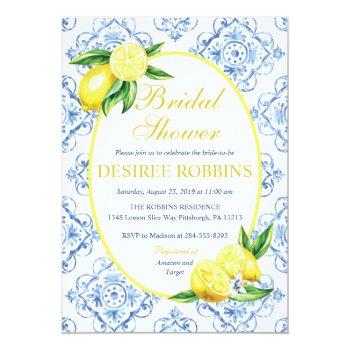 Blue Tile Italian Floral Lemon Front View