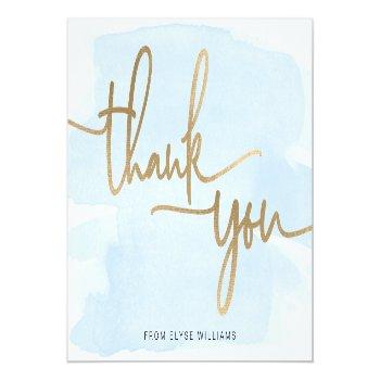 Blue Watercolor Thank You Card Front View