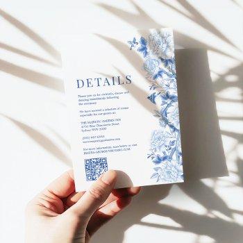 blue white chinoiserie porcelain wedding details enclosure card