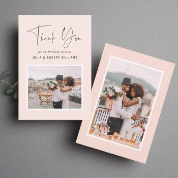 blush | 2 photo modern calligraphy wedding thank y thank you card
