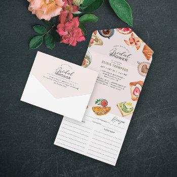 Blush Bridal Brunch Waffles & Recipe All In One Invitation Front View