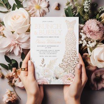 blush bridal shower brunch & bubbly rose gold foil invitation