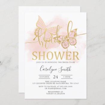 blush bridal shower butterfly invitation