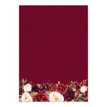 Blush Burgundy Floral Gold Frame Bridal Shower Invitation Front View