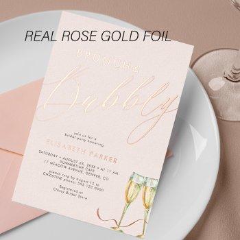 Blush Champagne Modern Bridal Shower Rose Gold Foil Invitation Front View