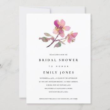 blush cherry blossom floral bridal shower invite