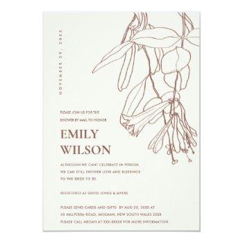 Blush Cream Drawing Floral Shower By Mail Invite Front View