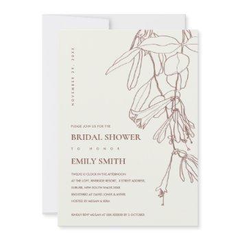 blush cream line drawing flora bridal shower card