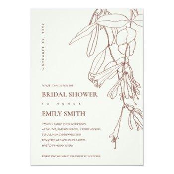 Blush Cream Line Drawing Flora Bridal Shower Card Front View