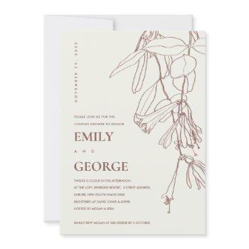 blush cream line drawing flora couple shower card