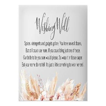 Blush Floral Boho Wishing Well Bridal Shower Card Front View