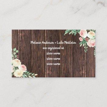 blush floral bridal shower gift registry enclosure card